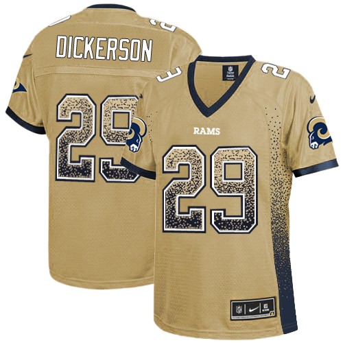 Women's Elite Eric Dickerson Nike Jersey Gold - #29 Drift Fashion NFL Los Angeles Rams